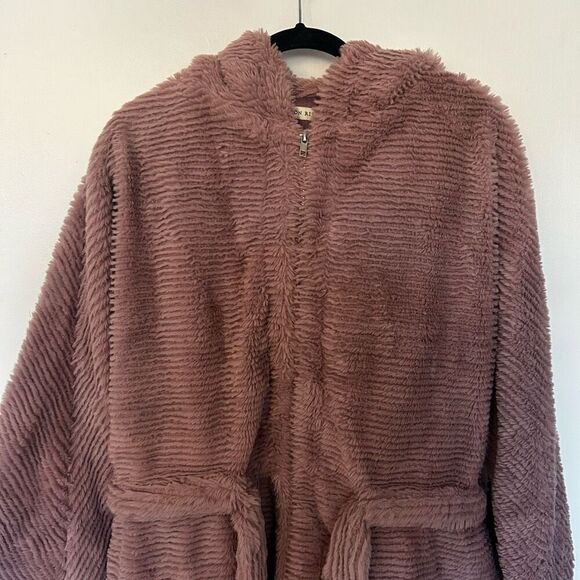 Moon River Faux Fur Taupe Full Zip Jacket Size L Mob Wife Cruella Deville - Picture 5 of 13